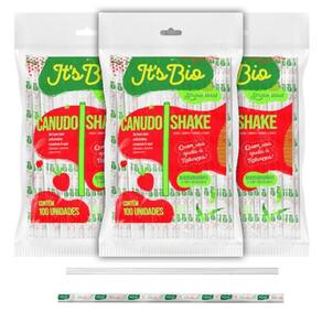 Canudo Milk Shake C/300 Unid Bio Strawplast 8Mm Transparente