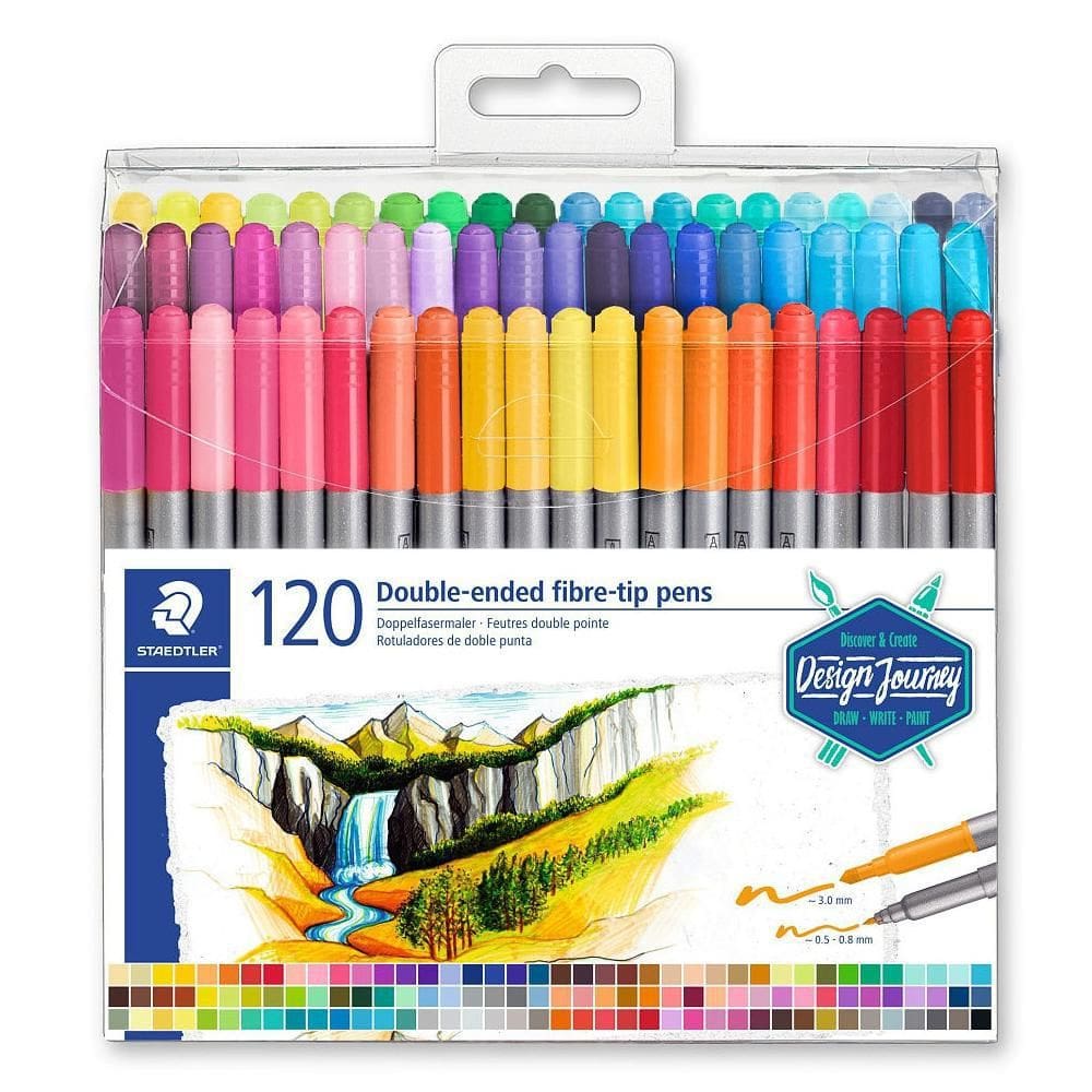 Caneta Hidrocor Staedtler Ponta Dupla Com 120 Cores