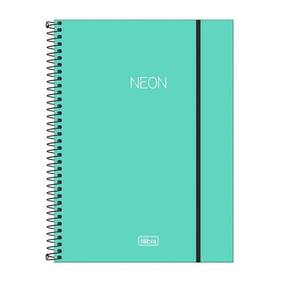 Caderno Neon Azul Turquesa Capa Dura 1 Matéria 80 Folhas