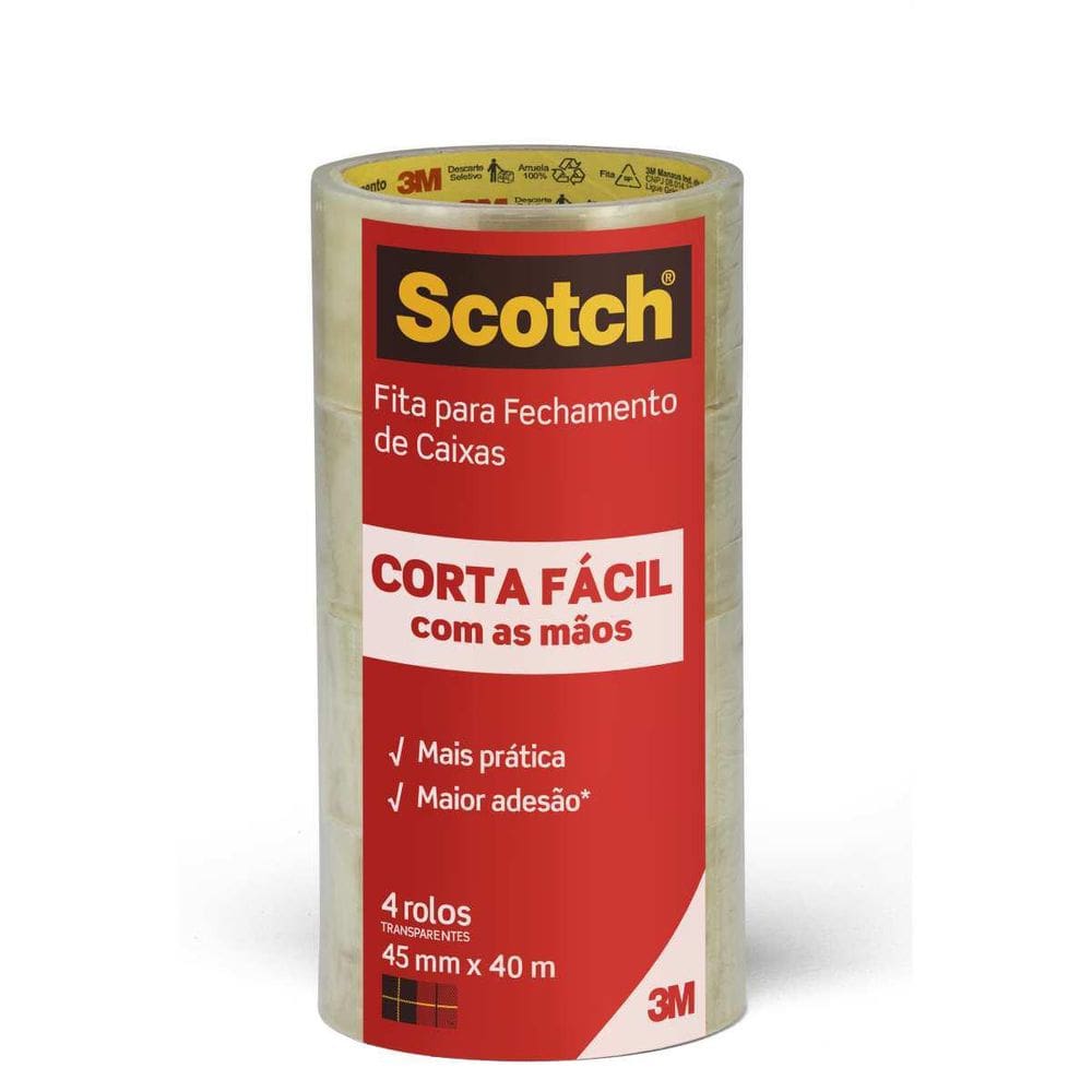 Fita Para Empacotamento Scotch Corta Fácil 45Mmx40M