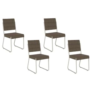 Cadeira Sala de Jantar 1736 Kit 4 Uni Prata/Suede Linho Cinza - Carraro