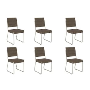 Cadeira Sala de Jantar 1736 Kit 6 Uni Prata/Suede Linho Cinza - Carraro