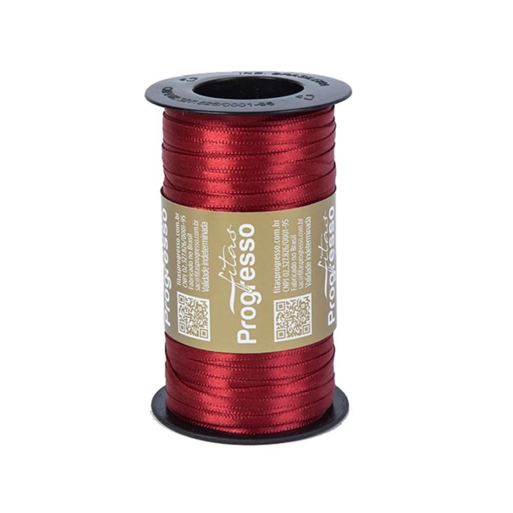 Fita De Cetim Progresso 7Mm Com 100 Metros Vinho