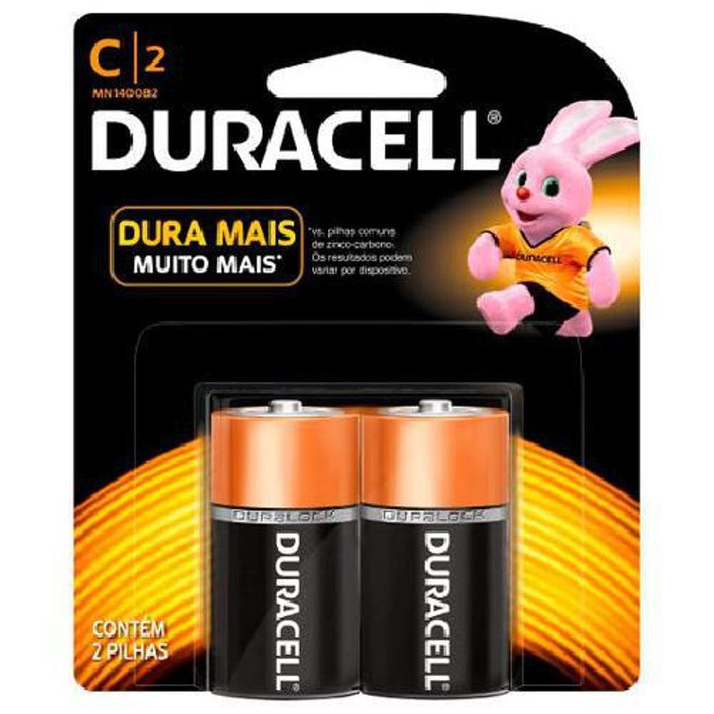 Pilha Duracell Alcalina Média C Cartela Com 2 Unidades