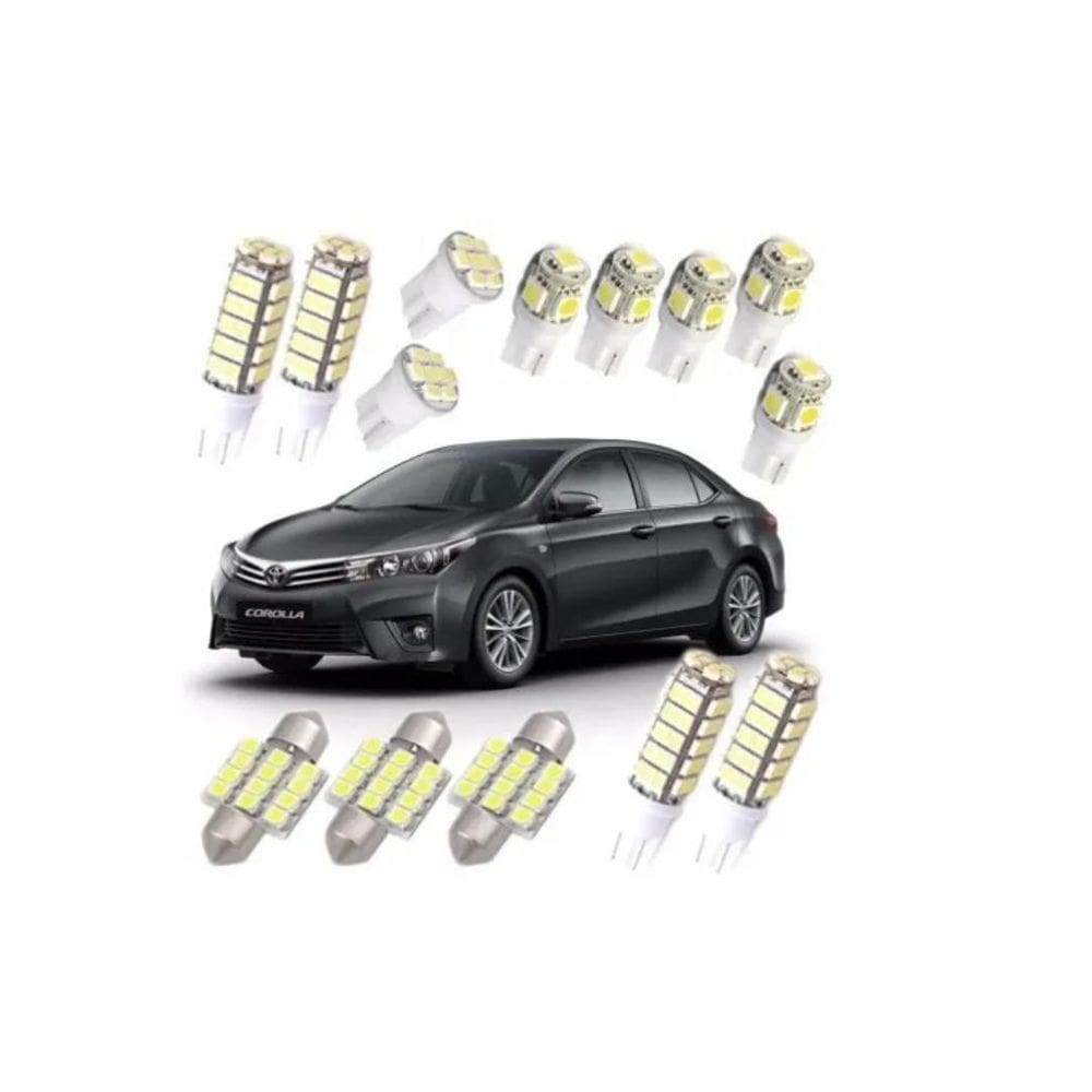Kit Lâmpadas Led Corolla 2014 2015 2016 Pingo Teto Placa Ré