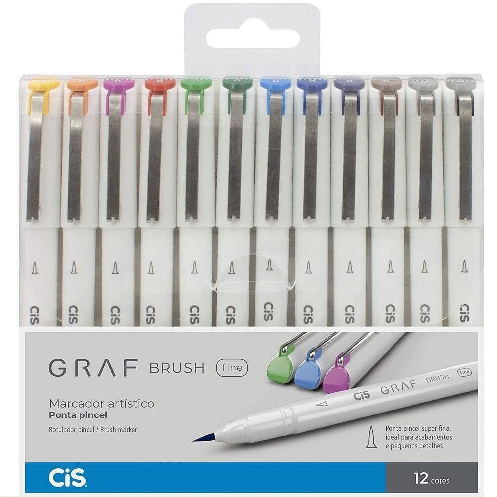 Estojo Marcador Artístico Graf Brush Fine 12 Cores - Cis