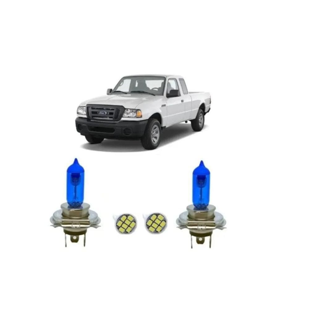 Kit Lâmpada Super Branca Ford Ranger 04/09 Alto Baixo