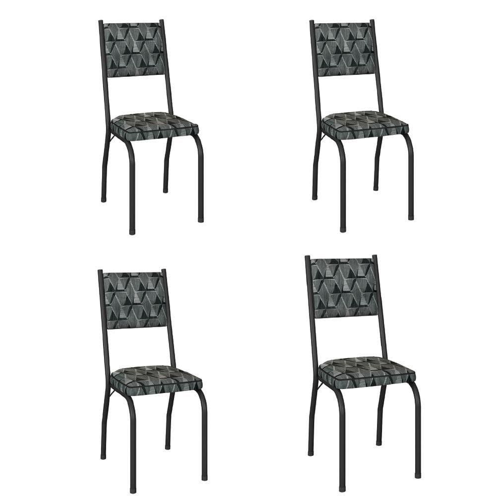 Conjunto Com 4 Cadeiras Tubular Diana Preto Fosco Assento Mosaico Artefamol Preto Fosc