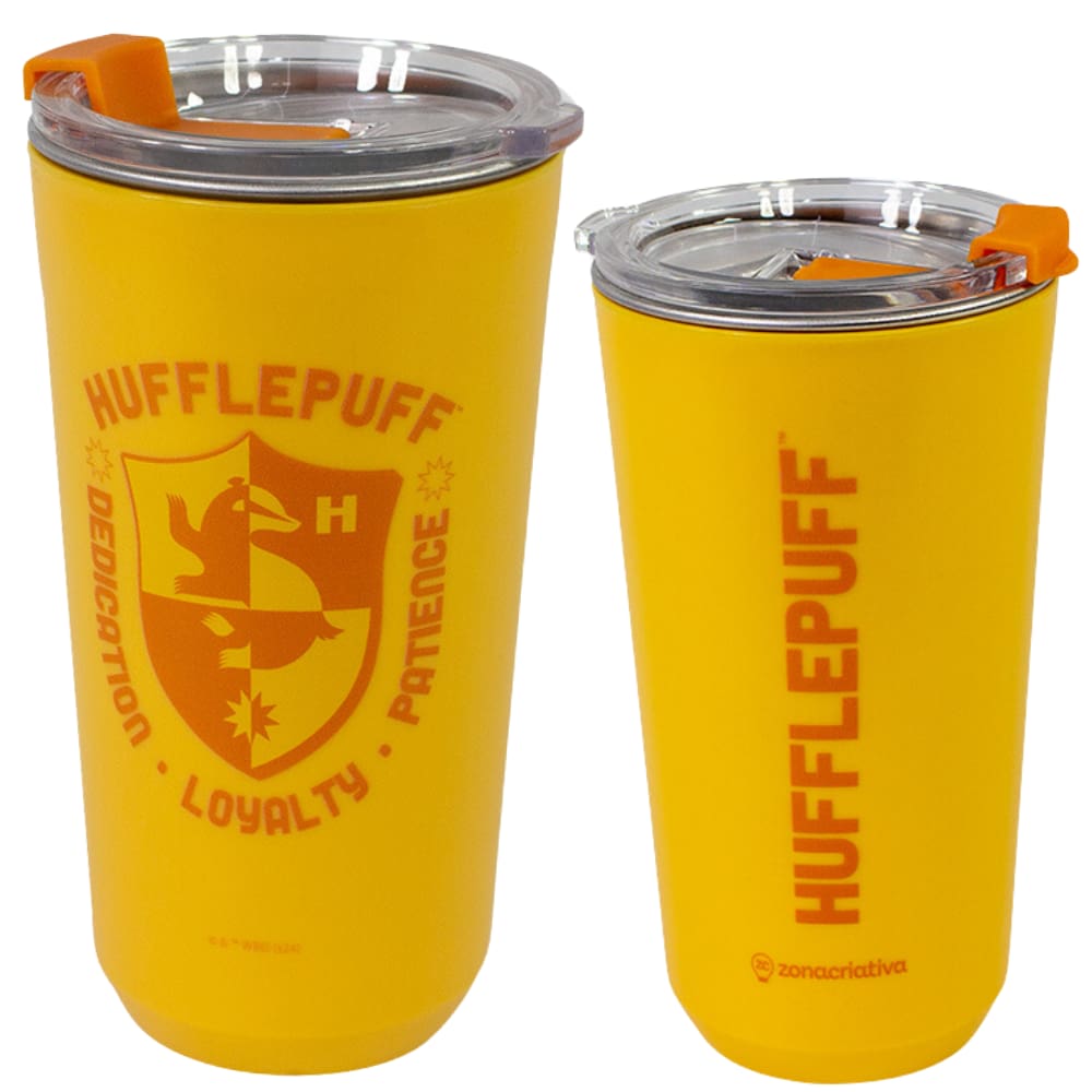 Copo Lufa-Lufa Hufflepuff Amarelo Térmico Quente Gelado 500ml Com Tampa Oficial Harry Potter