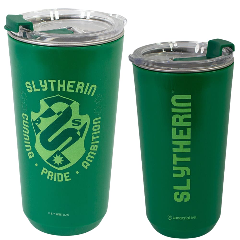 Copo Sonserina Slytherin Verde Térmico Quente Gelado 500ml Com Tampa Oficial Harry Potter