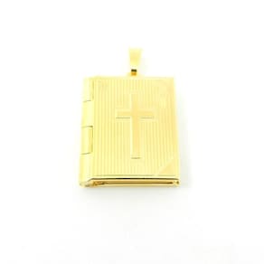Pingente Relicário Livro 25Mm Folheado Ouro Pi203