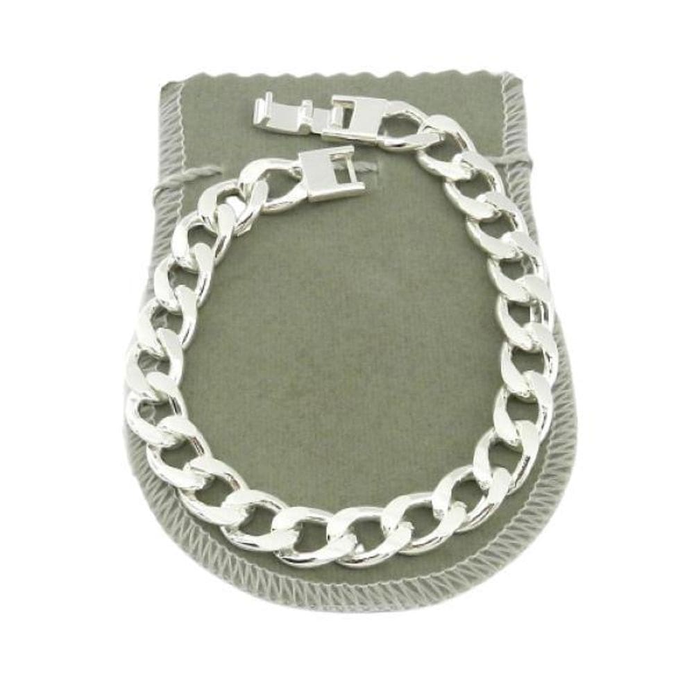 Pulseira Masculina 23Cm 1Cm Largura Folheada Prata Pl109