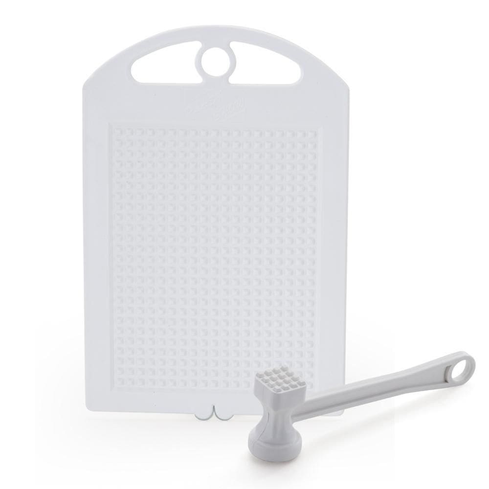 Tábua De Carne 29X23 Cm Afiador De Faca E Martelo De Carne