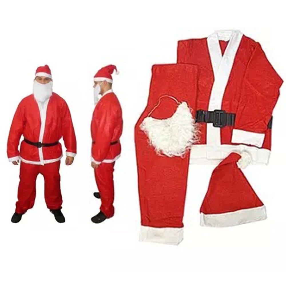 Kit 3 Roupa Completa Papai Noel Natal Com Gorro Fantasia