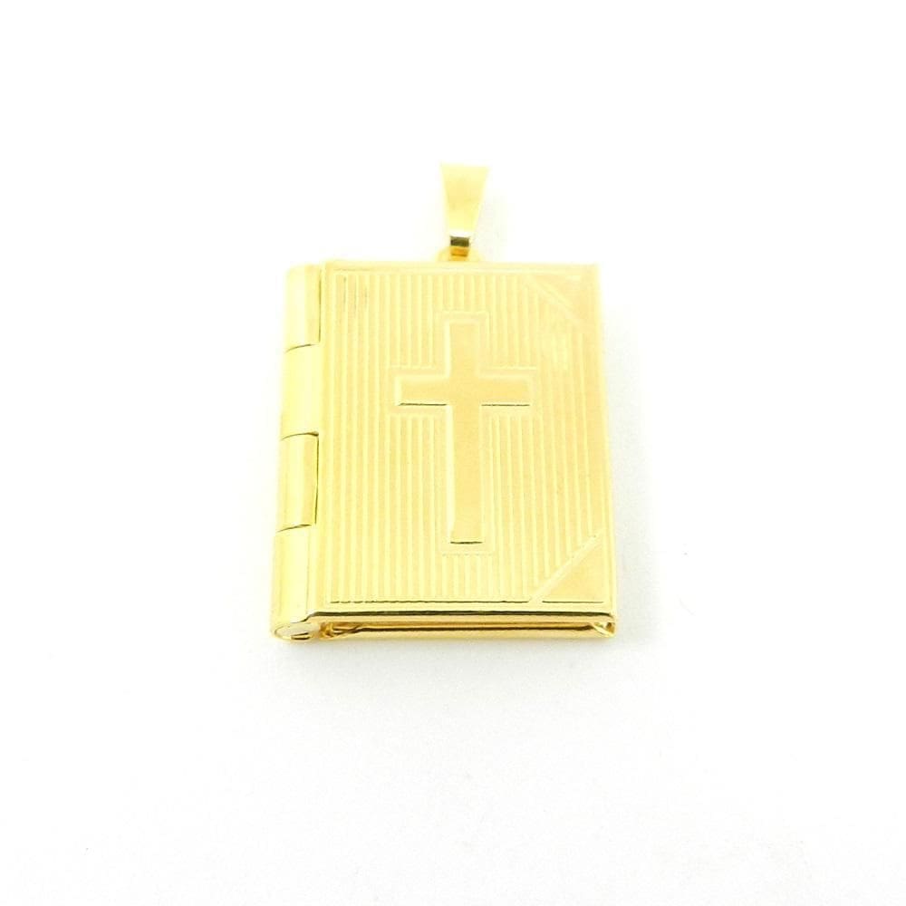 Pingente Relicário Livro 25Mm Folheado Ouro Pi203