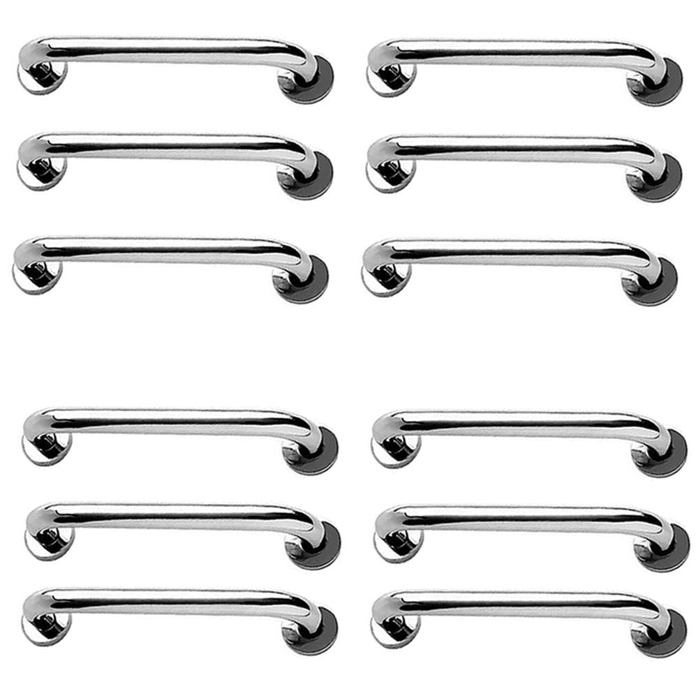 Alça de Apoio Inox 30Cm Barra de Segurança Kit 12 Unidades Idosos Crianças Cadeirante Gestante Banheiro Box Acessibilidade Suporte