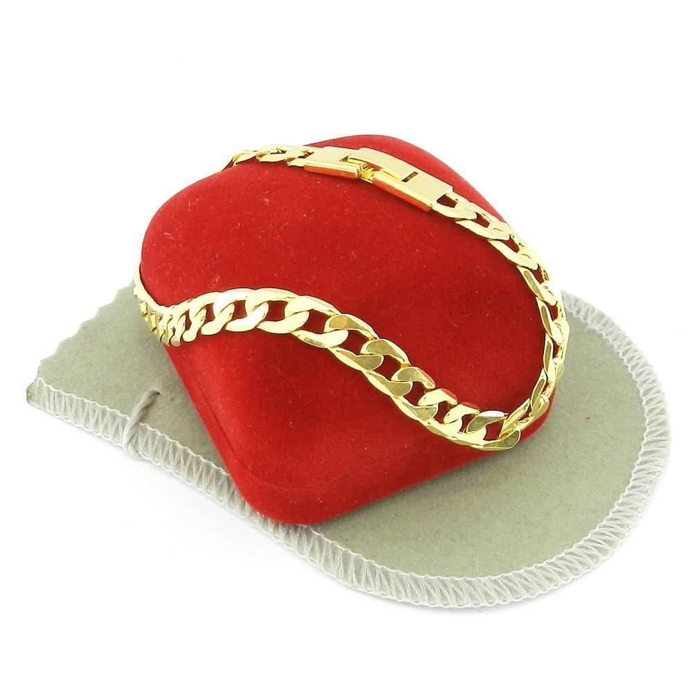 Pulseira Masculina 22Cm 6Mm Largura Folheado Ouro Pl489E