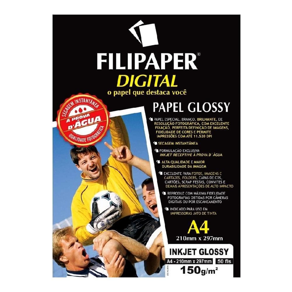 Papel Fotográfico A4 Filipaper 150G Inkjet Glossy 10 Folhas
