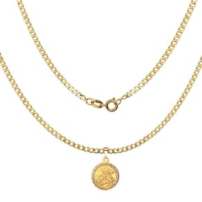 Corrente Masculina 60Cm 3Mm + São Jorge Folheada Ouro Cr633