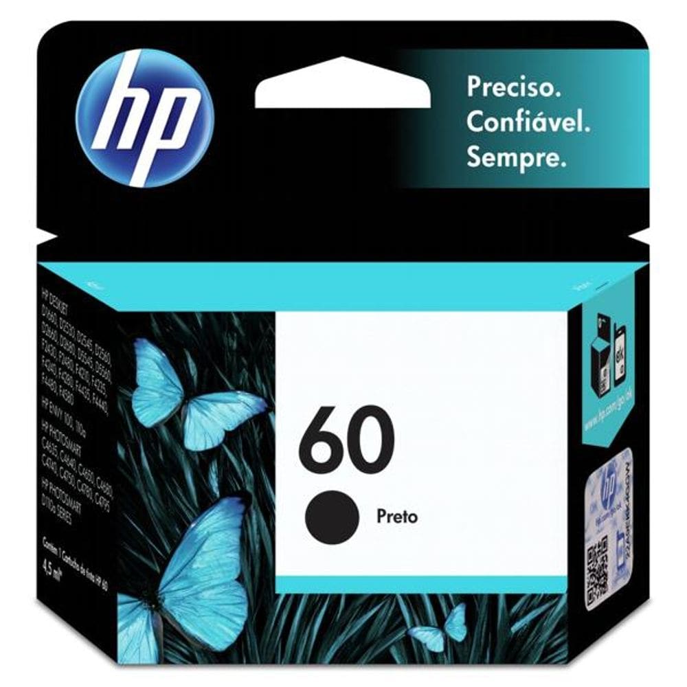 Cartucho HP CC640WB nº 60 preto 4ml HP