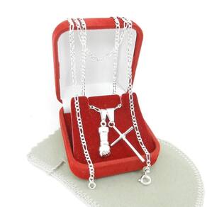 Corrente Masculina 50cm 2mm Cruz Figa Folheada Prata CR837A