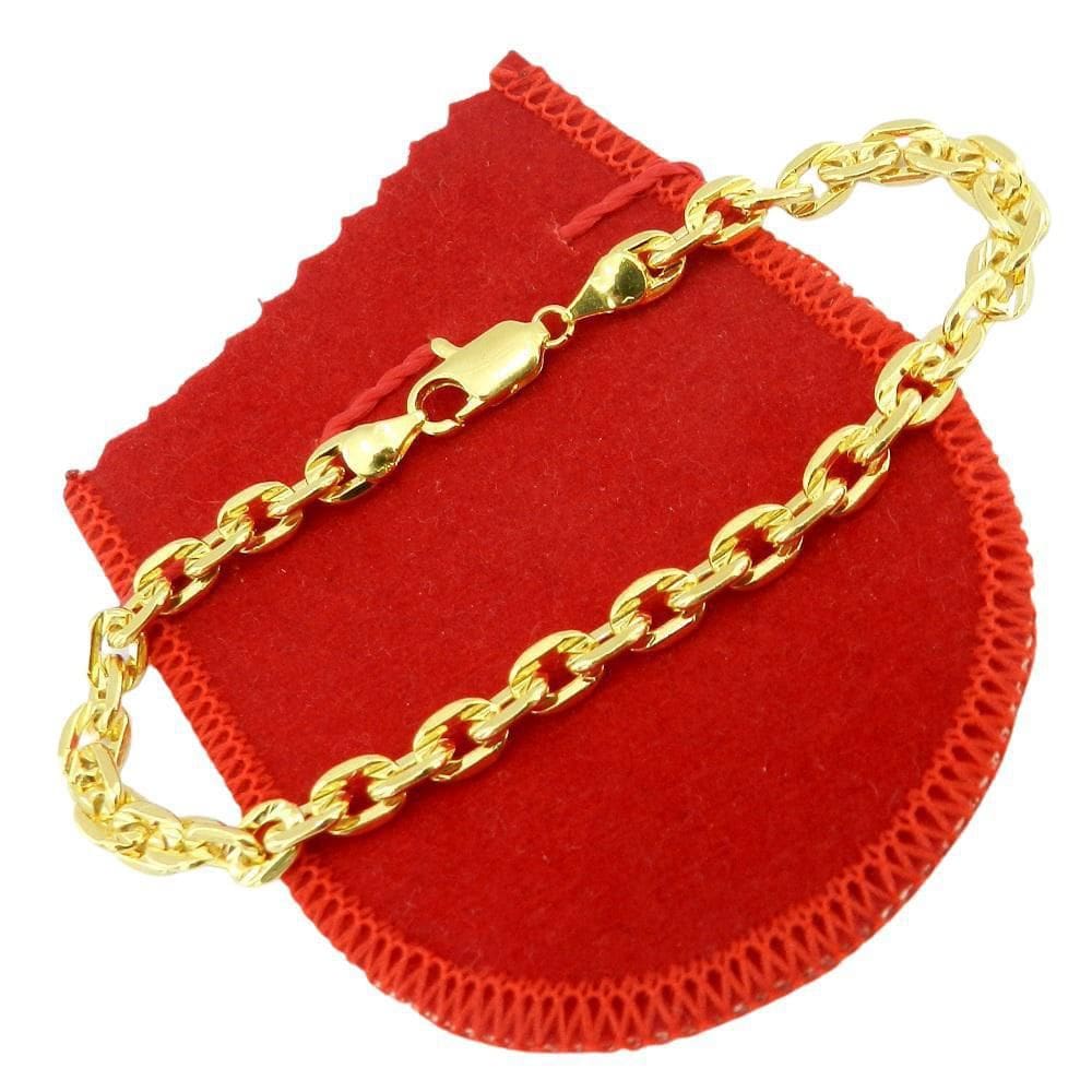 Pulseira Masculina 20Cm 5Mm Largura Folheada Ouro Pl412
