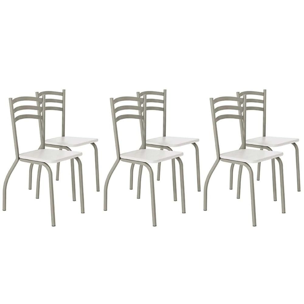 Cadeira Sala de Jantar Portugal 2C007NK Aço Kit 6 Uni Niquel/Branco 106 - Kappesberg