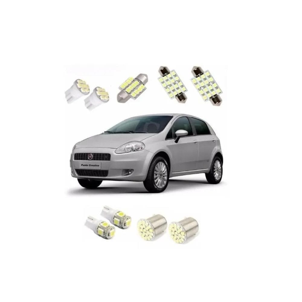 Kit Lampada Led Fiat Punto Teto Placa Ré Farol Tipo Xenon