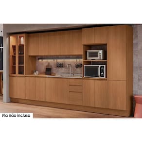 Cozinha Completa Ciela 8 Peças (2Aéreos+2Balcões+3Paneleiros+1Complemento) C8P78 Canela - Kappesberg