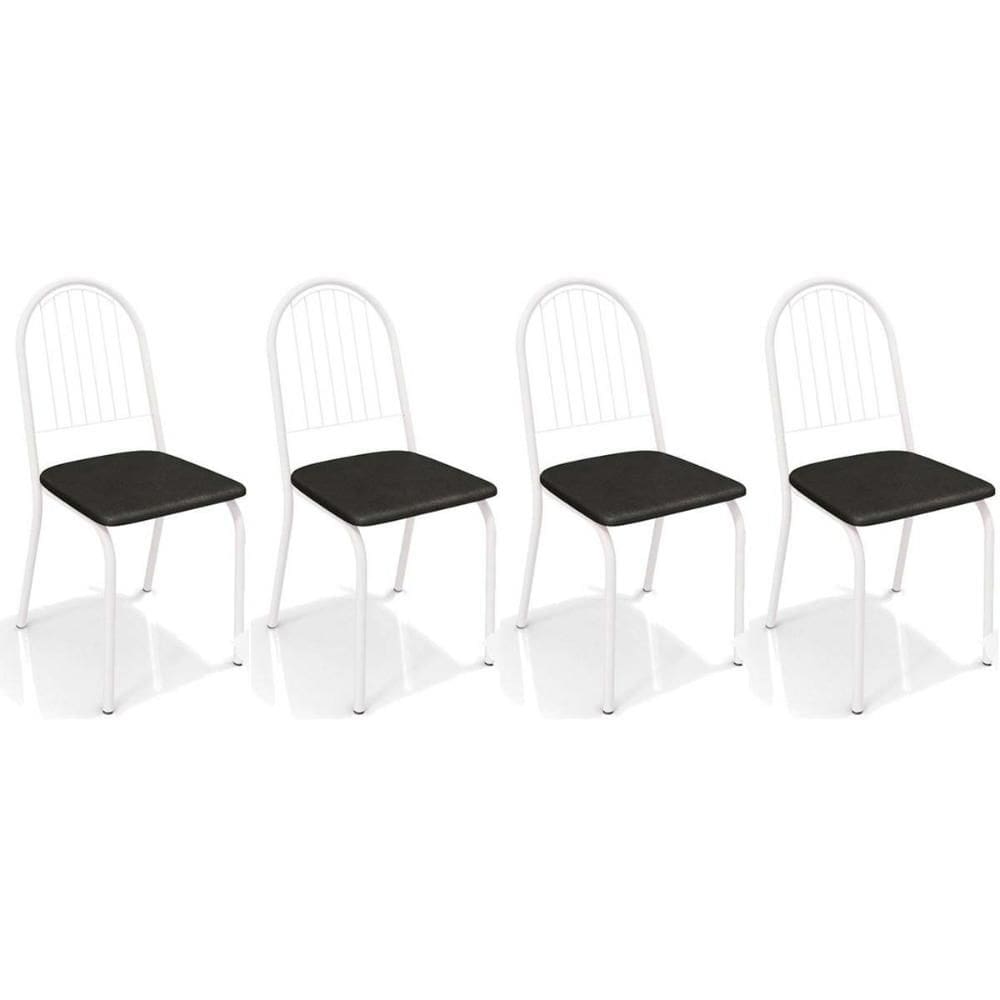 Cadeira Sala de Jantar Noruega 2C077 Kit 4 Un Branco Fosco/Preto 110 - Kappesberg