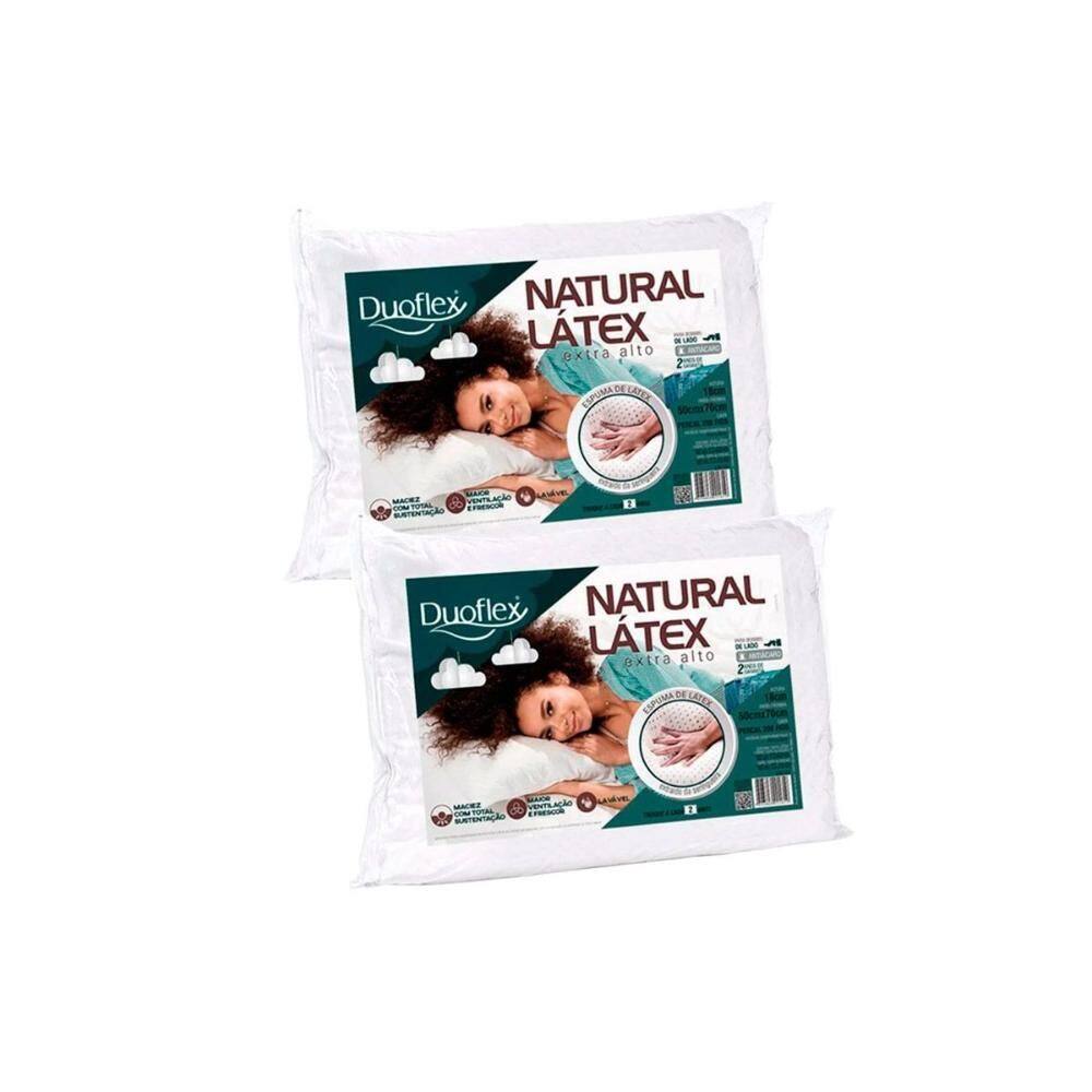 Travesseiro Látex Natural Alto LN1101 Lavável c/ Capa de Algodão 200 fios Kot c/ 2 Un 50x70 - Duoflex