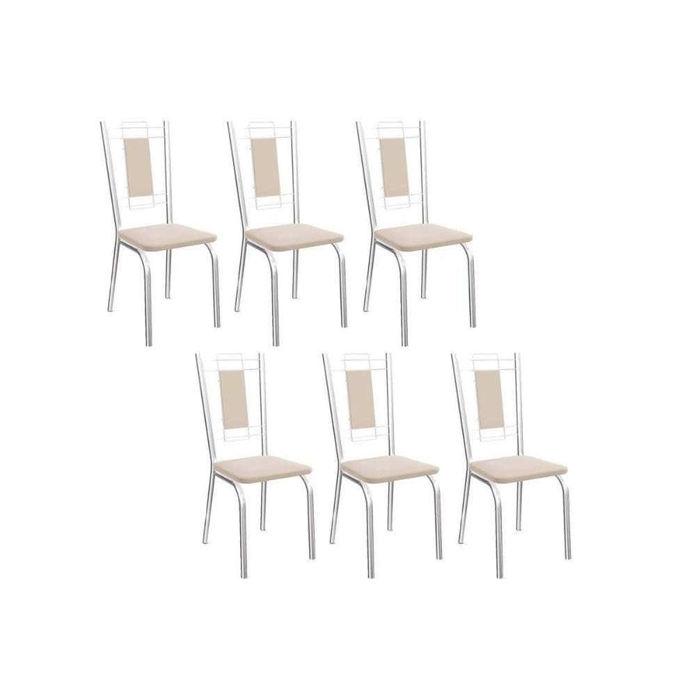 Cadeira Sala de Jantar Florença 2C005 Aço Kit 6 Uni Cromada/Nude 16 - Kappesberg