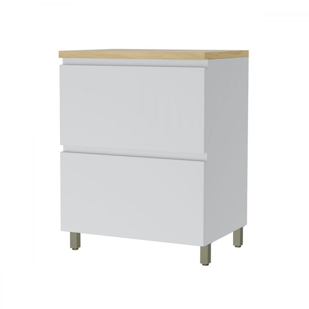 Balcão de Cozinha 70 Cm Rainha 1 Porta 1 Gaveta 100% Mdf Branco/Natural - Nesher
