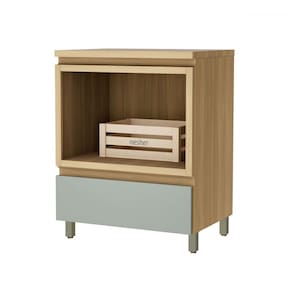 Balcão de Cozinha 70 Cm 1 Gaveta com Caixa Organizadora Natural/Verde - Nesher