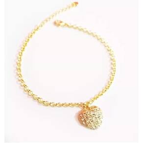 Pulseira Coração Delicado Amor Love Folheado