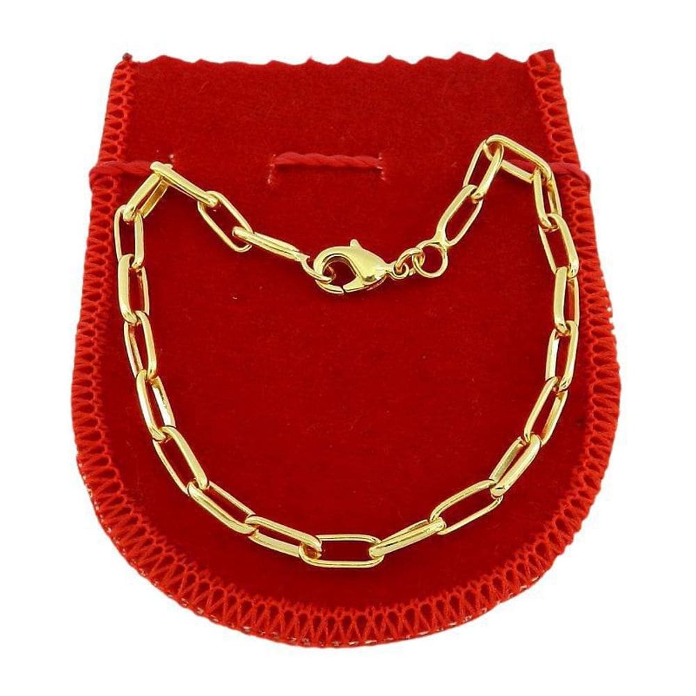 Pulseira Masculina 18Cm 4Mm Largura Folheado Ouro Pl270
