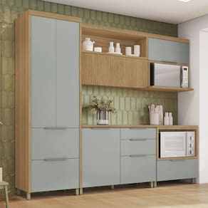 Cozinha Completa Marquesa 5 Portas 6 Gavetas 100% Mdf Natural/Verde - Nesher