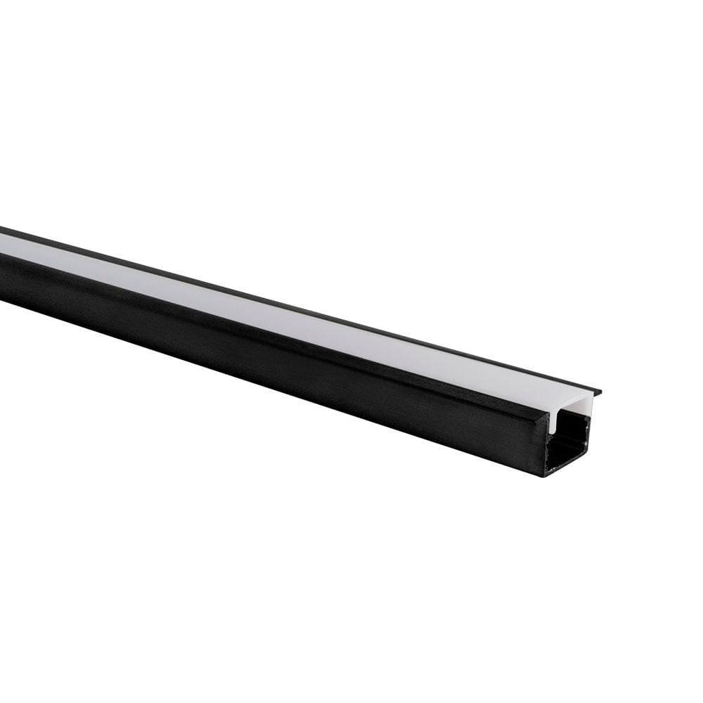 Perfil De Embutir Para Fita Led Blumenau Line Easy 25mm Com 3 Metros Preto Fosco