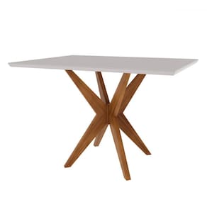 Mesa de Madeira Donna com Vidro Marrom Naturall/Off White - Nesher