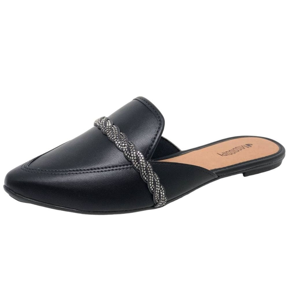 Mule Feminino Tira Strass Casual Conforto Mississipi