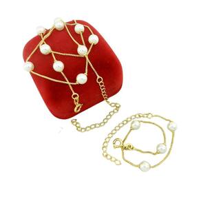 Corrente Feminina 40/50Cm 6Mm Pulseira Folheado Ouro Cr816B