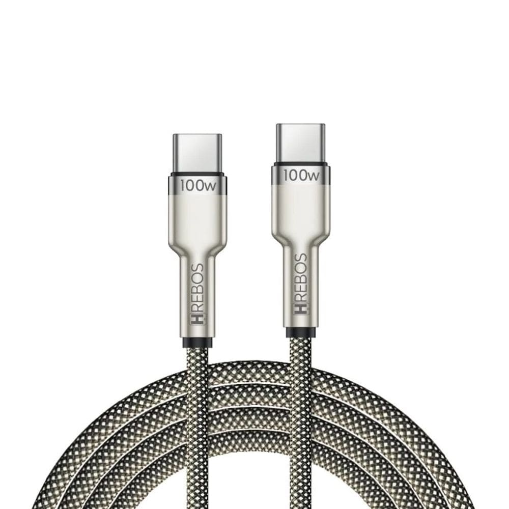 Cabo Carregador Resistente Dual Tipo-C Hrebos 100w Turbo 2m