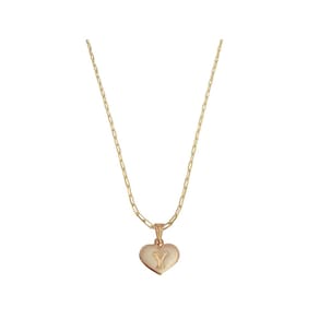 Colar Cartier 50Cm Coração Branco Letra Y Banhado Ouro 18K