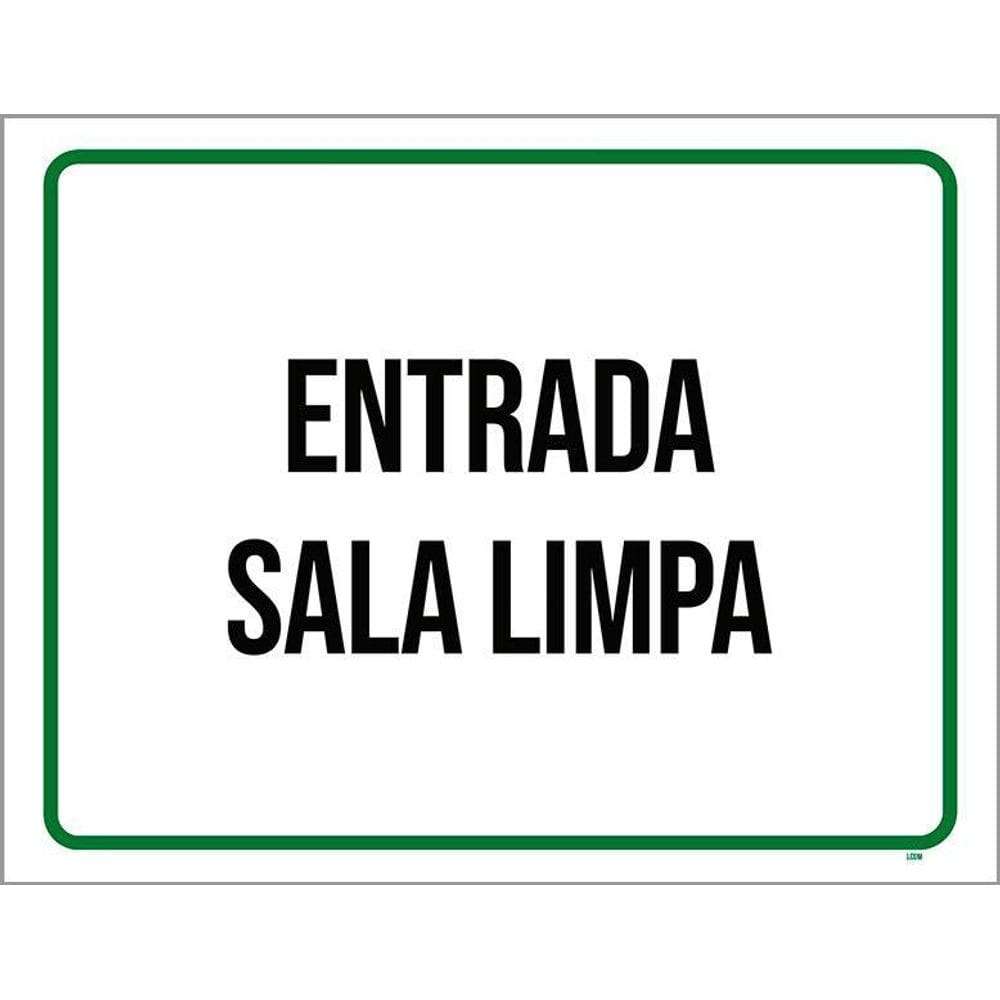 Placa Sinalização - Entrada Sala Limpa Verde 36X46