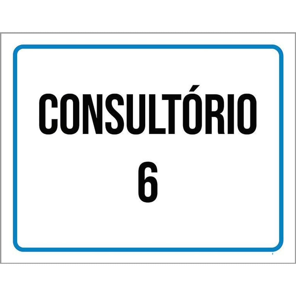 Placa Sinalização Azul Consultório 6 36X46