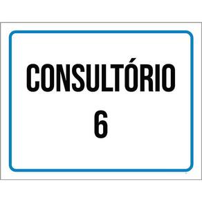 Placa Sinalização Azul Consultório 6 36X46