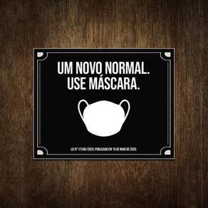Placa De Sinalização -Um Novo Normal Use Máscara 36X46