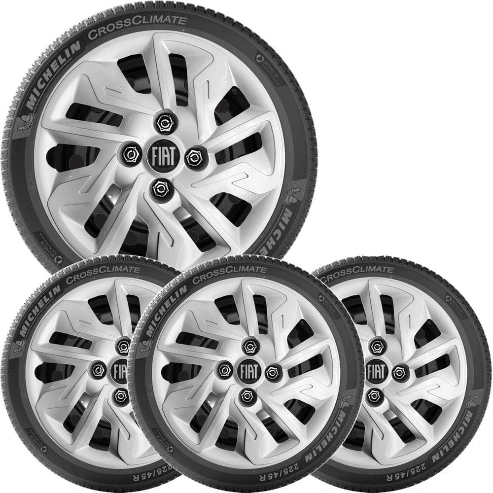 4X Calota Fiat Argo Novo Uno Mobi Aro 14 Com Emblema 292Cb
