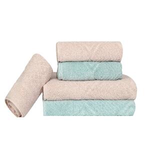 Kit de Toalha Banho Rosto Tapete 5 Peças Bege e Menta Max Sonhare Ouro - Sultan