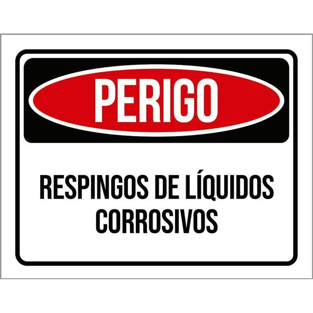 Placa Perigo Respingos De Líquidos Corrosivos 36X46